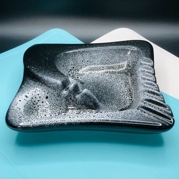 Beauceware Ceramic Ashtray Beauce Pottery #906 Black White Spatter Accent Bowl - Picture 2 of 13